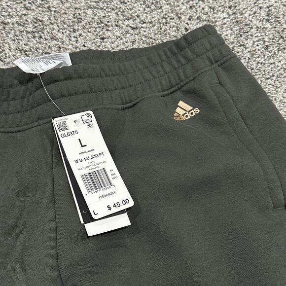 New w/tags, ADIDAS Women’s Olive and Mint Green Joggers Sweat Pants, Size Large - Picture 2 of 4